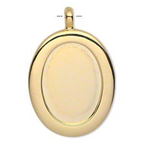 Gold Plated 25x18mm Oval Pendant Bezel Setting - Each