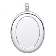 Silver Plated 25x18mm Oval Pendant Bezel Setting