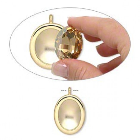 Gold Plated 30x22mm Oval Pendant Bezel Setting - Each
