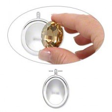 Silver Plated 30x22mm Oval Pendant Bezel Setting - each