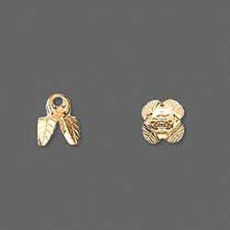 6x8mm Small-Medium Leaf Bell Cap - 4 Prong - Gold Plated