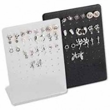 100x75mm Acrylic Earring Stud Display Stands - Pack of 4 - 2 each in Black & Clear