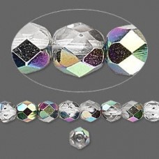 6mm Czech Firepolish Beads - Crystal Vitrail - Pack of 20