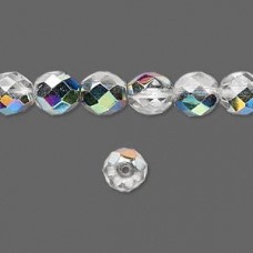 8mm Czech Firepolish Beads - Crystal Vitrail - Pack of 20