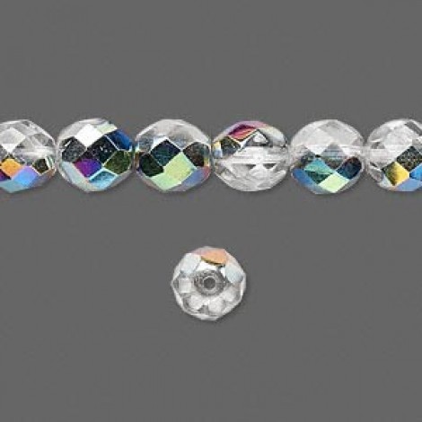 8mm Czech Firepolish Beads - Crystal Vitrail - Pack of 20 8mm Czech Firepolish Beads - Crystal Vitrail - Pack of 20