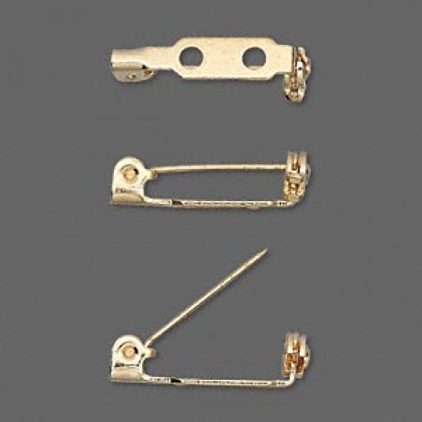 3/4" (19mm) Gold Plated Steel Locking Pinbacks - Pack of 10 3/4" (19mm) Gold Plated Steel Locking Pinbacks - Pack of 10
