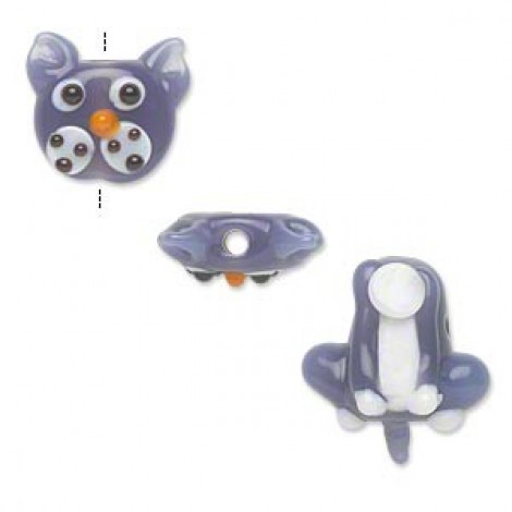 30x18mm Grey Lampwork Cat 2-Piece Bead Set