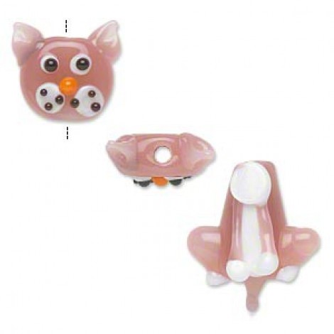 30x18mm Pink Lampwork Cat 2-Piece Bead Set