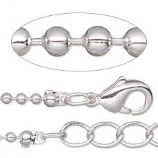 24" x 1.5mm diam Silver Plated Ball Chain Necklaces