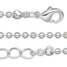 24" x 2mm diam Silver Plated Ball Chain Necklaces