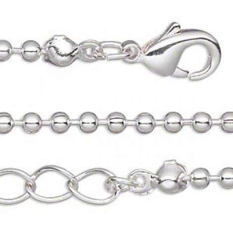 24" (60cm)  x 2mm Silver Plated Ball Chain Necklaces - Each