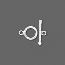 9.5mm Sterling Silver Textured Toggle Clasps - Each