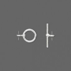 8mm Sterling Silver Ribbed Toggle Clasp -Each