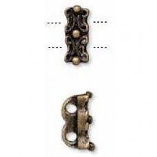 10mm Ant Brass 2-Hole Spacer Bars - Pack of 19