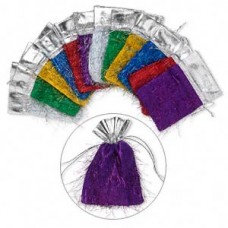 5.5x4" (140x100mm) Fabric Jewellery Drawstring Pouches w/fringe - Pack of 12