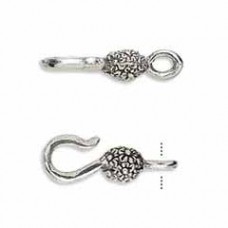 Antique Silver Pewter Flower Hook/Eye Clasp - each