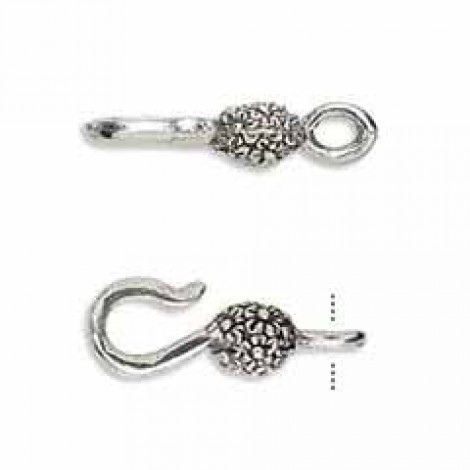 Antique Silver Pewter Flower Hook/Eye Clasp - each Antique Silver Pewter Flower Hook/Eye Clasp - each
