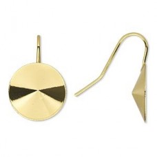 22mm Gold Pl Fishhook Earwires w/16mm Rivoli Settings - Per Pair