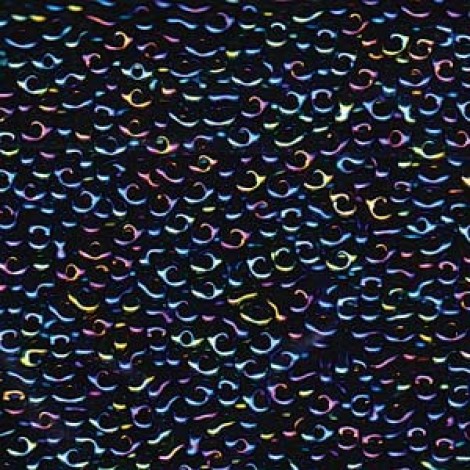 Matsuno 2x4mm Peanut Beads - Opaque Black Rainbow
