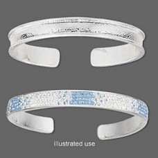 9mm Silver Plated Bracelet Cuff Bezel - Each