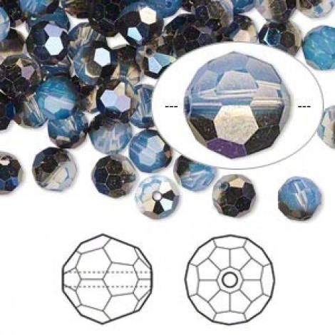 6mm Swarovski Crystal 5000 Beads - White Opal Sky Blue