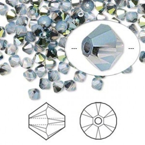 4mm Swarovski Crystal Bicones - Opal Star Shine