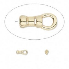 4x2mm (1mm ID) Gold Pl Lead-free Pewter JBB Cord End Caps - Pack of 2 pair