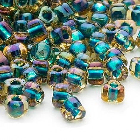 5/0 Miyuki Triangles - Colour-Lined Amber w/Dark Blue - 10gm