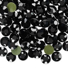 6.5mm Round Hot Fix Rhinestone Flat-Backs - Jet - Pack of 12