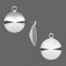 Sterling Silver Drop Setting for 14mm Rivoli Crystal - Per Pair