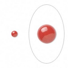 8mm Red Coral Round Cabochons - Per Pair