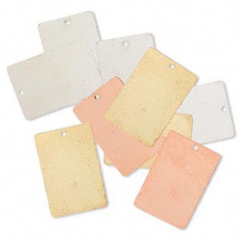 30x20mm Dble Sided Patina Rectangle Drops - Pk 8 Asstd