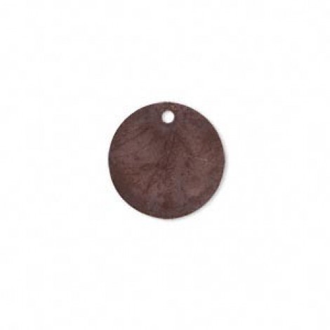 15mm Flat Round Earth Tone Brown Patina Drops - Pk 6