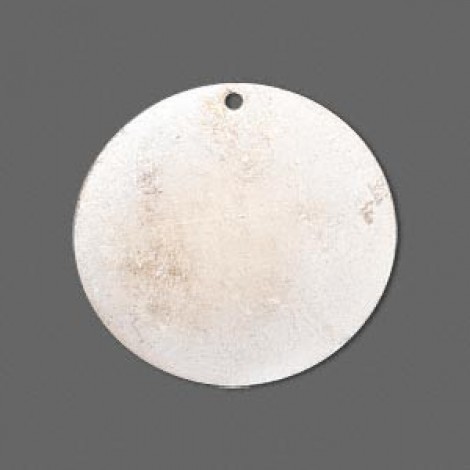 30mm Flat Round Silver Plated Patina Drops - Pk 6