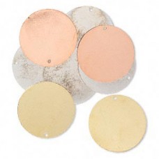 30mm Flat Round Assorted Plated Patina Drops - Pk 8