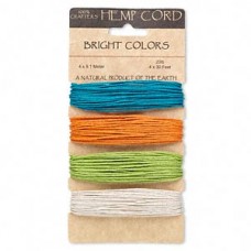 1mm (20lb) Beadsmith Hemp Cord 1mm - Bright Colours x 4 (36 metres)