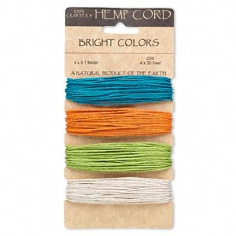 Beadsmith Hemp Cord 1mm - Bright Colours x 4