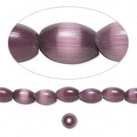 7x5mm A Grade Cats Eye Oval Beads - Purple