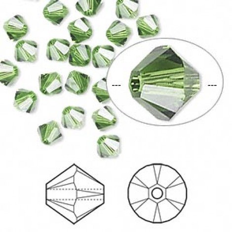 5mm Swarovski Crystal Bicones - Fern Green
