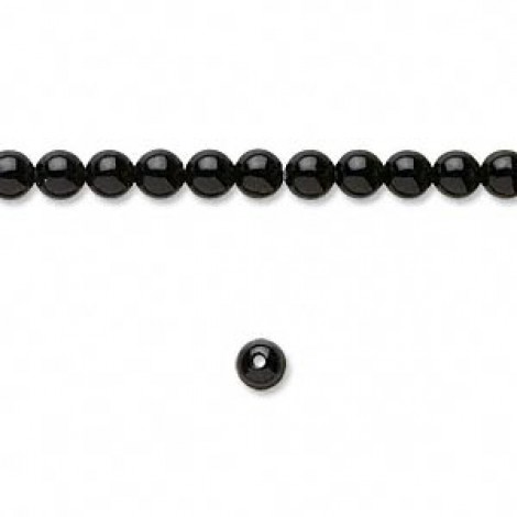 4mm Black Onyx Round Beads - Strand