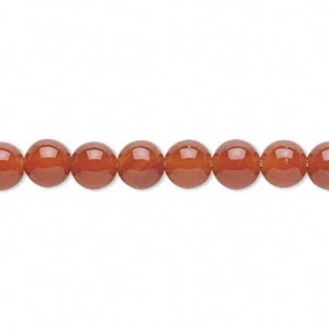 6mm Round Carnelian Gemstone Beads