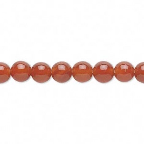 6mm Round Carnelian Gemstone Beads - Strand