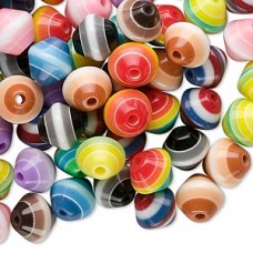8mm Laminated Acrylic Multi-coloured Double Cone Beads