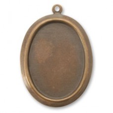 Vintaj Natural Brass - 30x24mm (18x25ID) Bezel Pendant - each