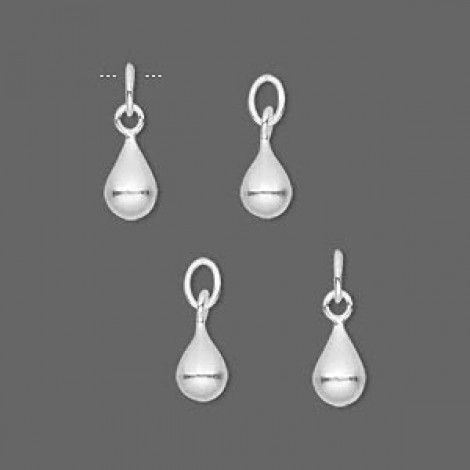 8x5mm Sterling Silver Drop with Oval Jumpring - Pack of 2