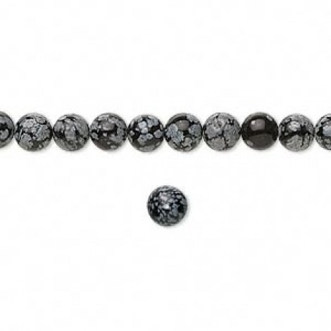 6mm Snowflake Obsidian Round Gemstone Beads - Strand 6mm Snowflake Obsidian Round Gemstone Beads - Strand