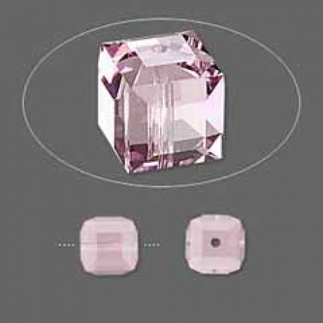 8mm Swarovski Crystal Cubes - Lt Amethyst - Pack of 2