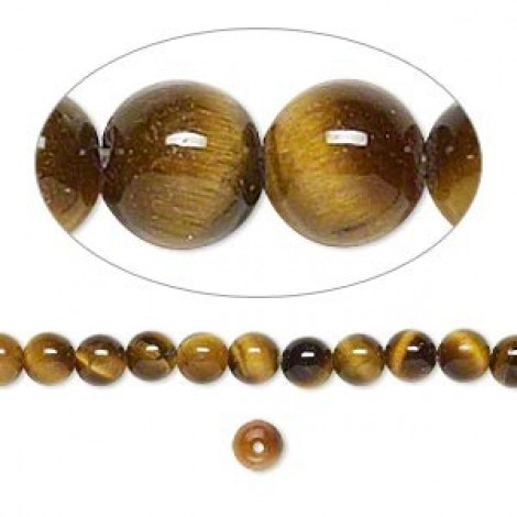 4mm Round Tigereye Gemstone Beads - Strand