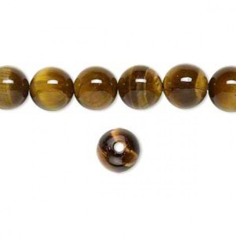 8mm Tigereye Round Gemstone Beads - B Grade
