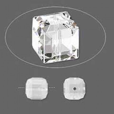 8mm Swarovski Crystal Cubes - Crystal - Pack of 2